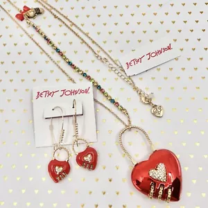 Betsey Johnson ‘Back To Cool’ Red Heart Jewelry Set  NWT! - Picture 1 of 12