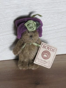 Boyds Bear H.B.'s Heirloom Mini Bear Prissy Brown Purple Hat 4" Tags Ornament - Picture 1 of 7