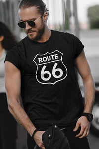ROUTE 66 Logo Lizenz Herren T-Shirt Farbe und Größe wählbar - Bild 1 von 6