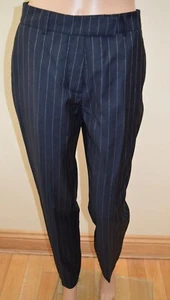 New M&S Best Of British Navy Pure New Wool Pinstripe Trousers Sz UK 10 - Picture 1 of 5