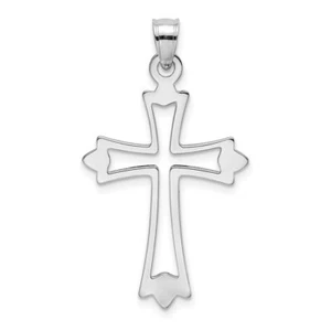 10K White Gold Polished  Cut-Out Cross Charm - Picture 1 of 2