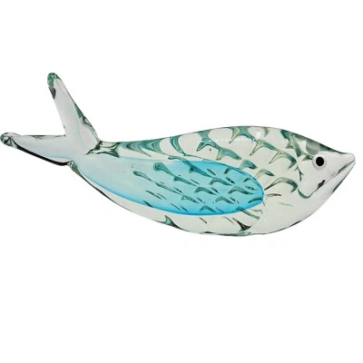 Vidrio Azul y Transparente Vidrio Pesado Salmón Pez Estatua Figura 11" Regalo Amante de los Peces Foto 1 de 4