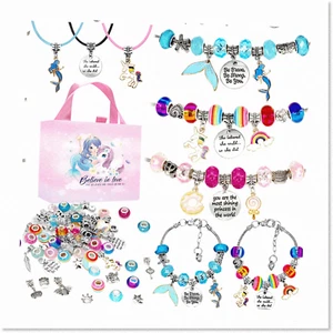 DIY Charm Bracelet Making Kit for Girls - Unicorn & Mermaid Jewelry Set, Perfect - Picture 1 of 7
