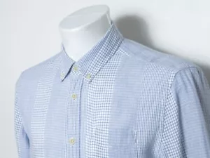 Allsaints Men's Shirt Medium Size Blue Check Slim Fit Cotton Long Sleeve - Picture 1 of 13