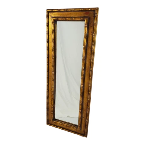 Vintage Chinoiserie Mirror Gold Faux Bamboo Frame Chippendale Regency Maximalist Cover