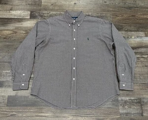Polo Ralph Lauren Mens Classic Fit Button Up Down Shirt Large Plaid Brown Preppy - Picture 1 of 3