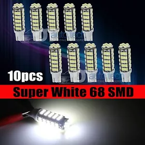 10X T10/921/194 RV Trailer 12V LED Lights Bulbs 68 SMD Xenon 6000K White - Picture 1 of 3