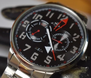 NEW! Oniss Men's Sweeper Stainless Steel Black Dial Men's Watch NEW BATTERY! - Picture 1 of 8