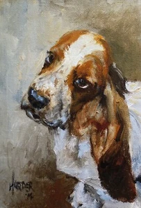 Basset Hound Signed Dog Print by Susan Harper Unmounted - Picture 1 of 2