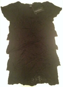 NEW White House Black Market Ruffle Top Women's Size XS Black Lace Sheer Sleeves - Picture 1 of 7