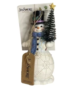 JIM SHORE SNOWMAN HOLDING TREE ORNAMENT NIB 6012974 Heartwood Creek 2023 - Picture 1 of 10