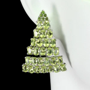 925 Sterling Silver Earrings Oval Peridot Chrome Diopside Gemstone Jewelry - Picture 1 of 10