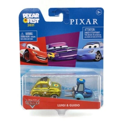 CARS DISNEY PIXAR FEST 2021 LUIGI & GUIDO SCALA 1/55 DIE CAST MATTEL HFM11 - Immagine 1 di 3