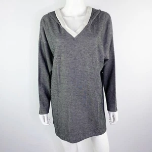 Focus Casual Life Tunic Sweater Size S Black & White Pinstripe V-Neck Comfy - Picture 1 of 8