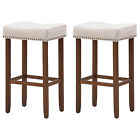 Set of 2 Saddle Bar Stools Upholstered Counter Stool Home Kitchen Dinning Chairs