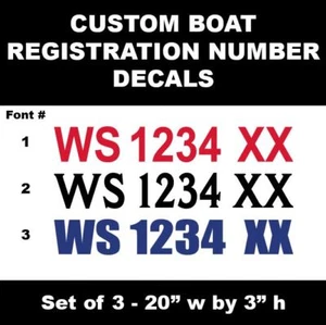 Custom Boat Registration Number Decals Oracal Set Of 3 Sticker High Quality 2571 - Picture 1 of 2