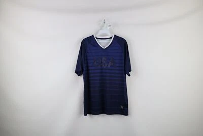 Camiseta de fútbol Mitre vintage para hombre pequeña a rayas USMNT EE. UU. azul Foto 1 de 4