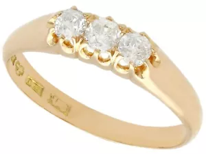 Antique 0.55 Carat Diamond Trilogy Engagement Ring in 18k Yellow Gold - Picture 1 of 9
