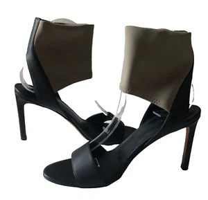 Vince Sandals Leather Stretchy Ankle Cuff Stiletto Black Sze 6 Italy Sample Sale - Picture 1 of 20