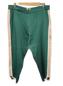 MSGM Size IT 48 AU 18 Emerald Green Side Stripe Satin Sports Luxe Crop Pants - Picture 1 of 4