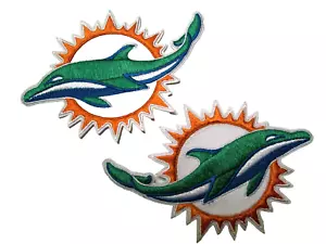 Juego de parches bordados de los Miami Dolphins ~ 4 3/8" x 3" ~ planchar o coser ~ NFL - Imagen 1 de 2