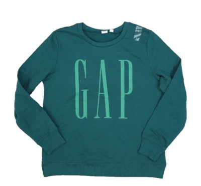 Sudadera Pullover Gap Crew Deletrear Pecho June Bug Verde Sin Mangas Laterales Para Mujer S Foto 1 de 4