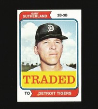 1974 Topps Traded Baseball Card Number 428 Gary Sutherland Detroit Tigers 428t