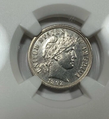 RARE: 1892 PROOF SILVER BARBER DIME - Proof Mintage 1245 - Image 1 of 4