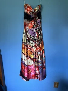 Maggie Sottero Strapless Floral Prom Dress Slit and Corset + Zipper Back Size 4 - Picture 1 of 11