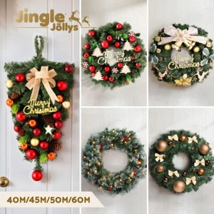 Jingle Jollys Christmas Wreath Garland Xmas Ornaments Party Decorations - Picture 1 of 16