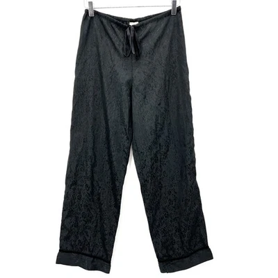 George Sleepwear Black Floral Straight Leg Pants Size S Dark Romantic Witchy Emo - image 1 of 4