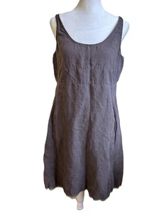 Eileen Fisher 100% Linen Sleeveless Shift Dress Gray sz Small Coastal Lagenlook - Picture 1 of 14