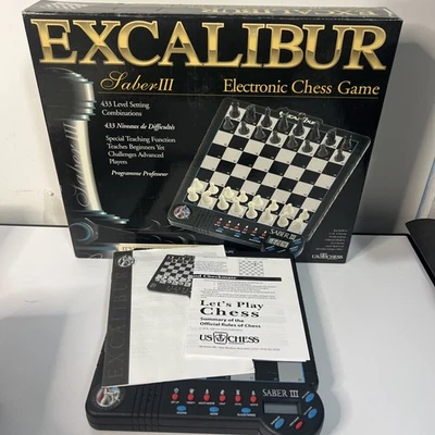 EXCALIBUR Sabre III Electronic Computer Chess Game Complete w/All Pieces Manual - Image 1 of 4