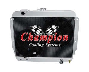 SR Champion 3 Row Radiator W/ 2 12" Fans for 1969 1970 Chevrolet Impala A/C - Foto 1 di 9