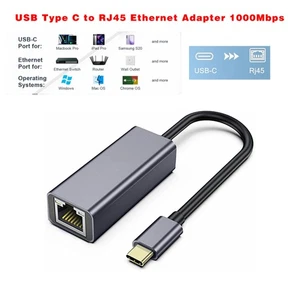 USB-C 3.1 Gigabit Ethernet LAN RJ45 1000Mbps Network Adapter for PC Mac Android - Picture 1 of 13