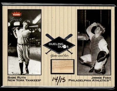 2002 Fleer Greats Dueling Duos Game Used Babe Ruth / Jimmie Foxx Bat /15 New - Image 1 of 2