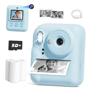 Kids Camera Instant Print, Christmas Birthday Gifts for Kids Age 3-12, HD Blue - Picture 1 of 8