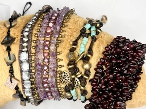 Vintage Lot Bracelets Amethyst Pearls Turquoise Rhinestone Lot of 5 Bracelets - Picture 1 of 7