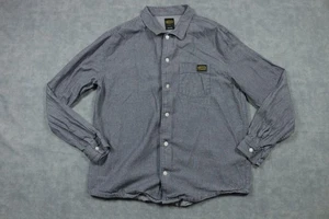 RVCA Shirt Mens Large Blue Red Striped Button Down Casual Pocket Skate Surf - Picture 1 of 9