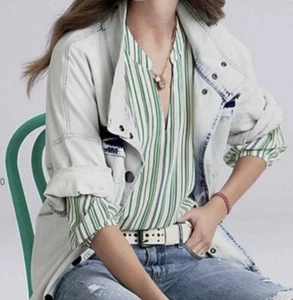 CABi #5893 XL Markise Streifen Bluse Shirt Oberteil grün weiß V-Ausschnitt Langarm - Bild 1 von 11