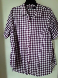 Roamans Womens Plaid Shirt, 20W, /Purple, Plaid Buttons, Blouse - Picture 1 of 3