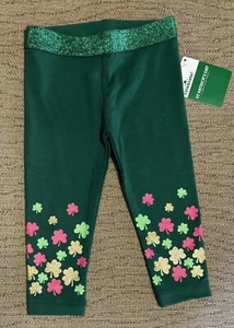 Girls 18M St Patrick's Day Printed Leggings Gold Green Glittery Accents - Picture 1 of 3