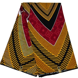 Tela africana estampado de cera rojo negro Ankara 100 % algodón 6 yardas material de costura - Imagen 1 de 14