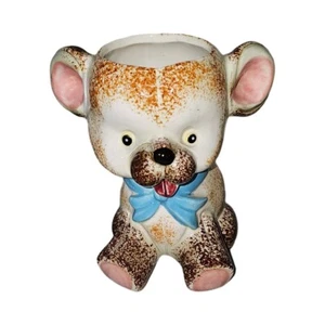 Nursery Planter Teddy Bear Ceramic Vase Decor Baby Pink Vintage Mid Century MCM - Picture 1 of 4