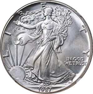1987 Silver American Eagle $1 NGC MS67 ERROR - Obverse Struck Thru - Picture 1 of 4