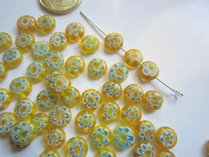 Perlas círculo cristal milflores 8 mm X 20 UNIDADES gama amarillo abalorios - Photo 1/7