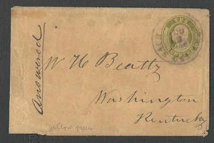 8-13-1856 U18a ENTIRE USED 10c PALE YELLOW GREEN ON BUFF UPSS DIE 8 SEE INFO - Picture 1 of 2