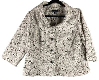 R & M Richards Blazer Women's size 16W Ivory Black Button up 3/4 Sleeve USA - Image 1 of 4