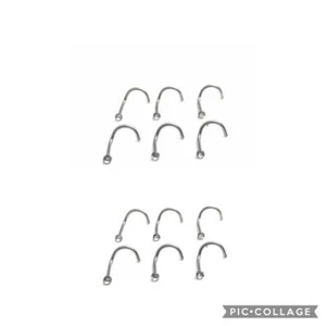 12 pcs Stainless Steel Rhinestone Nose Hoop Rings Stud Piercing Jewelry Earrings - Picture 1 of 4