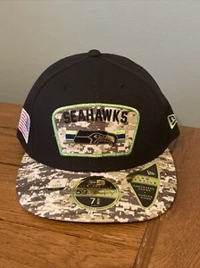 New Era Seattle Seahawks Salute to Service 59FIFTY Low Profile Fitted Hat 7 5/8 - Picture 1 of 7